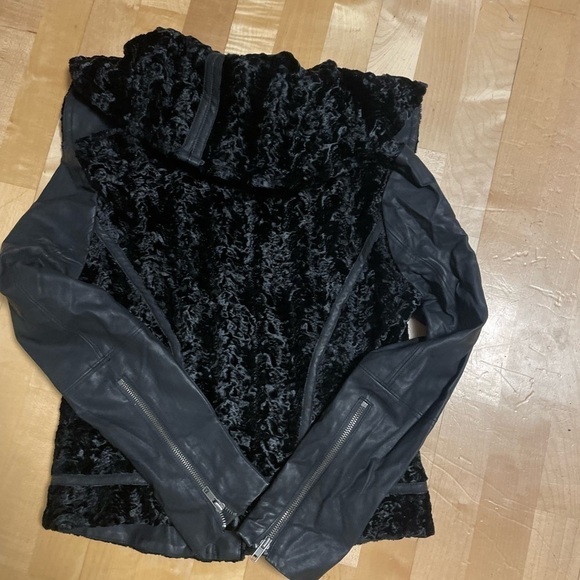 Free People Faux Fur & Vegan Leather Zippered Moto Jacket - Picture 5 of 11